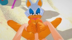(3D Hentai)(Furry)(Sonic) Rouge the Bat Footjob