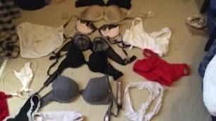 Cumming all over my Mom and Aunts Bras and Panties