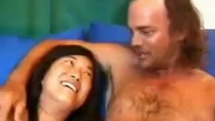 Awkward Nerdy Asian Slut Sucks and Fucks White Cock