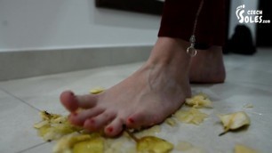Dana Crushing Pear with her Bare Feet