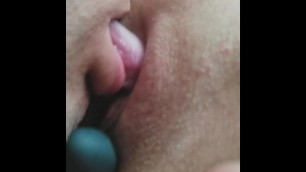 Vibrating Plug and Licking Leads to Massive Squirt and Orgasm