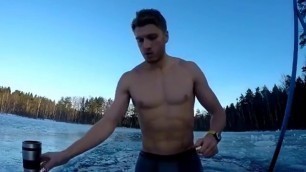 Fit Guy Changing Clothes outside