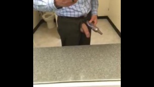 Business Man Playing with Monster Cock at Work
