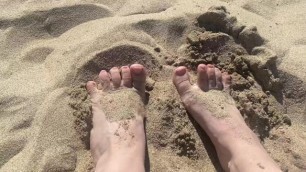 Feet - Naked Toes Playing in the Sand