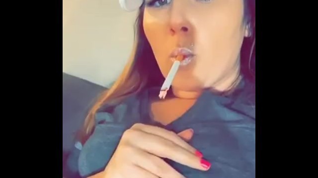 Smoking Fetish Sexy Cam Model Rubbing Tits