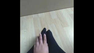 BBW Playing with her Opaque Pantyhose Feet