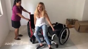 Cute Blonde Transferring Wheelchairs
