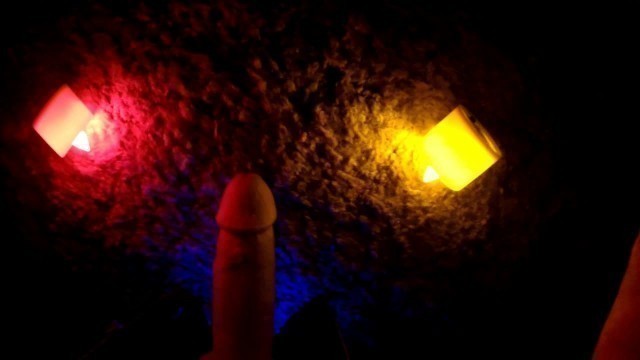 Male Masturbation in Colored Lights