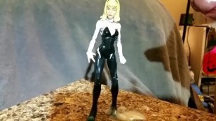 Spider Gwen Unmasked Slow Motion Cum on Figurine Fetish. SOF. Gwen Stacy.