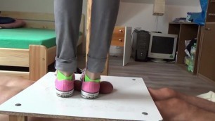 Sneakers Cockcrushing. Jump Stomp Trample Full Weight on Cock Ball