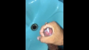 My Cum with a Big Shot in Washbasin